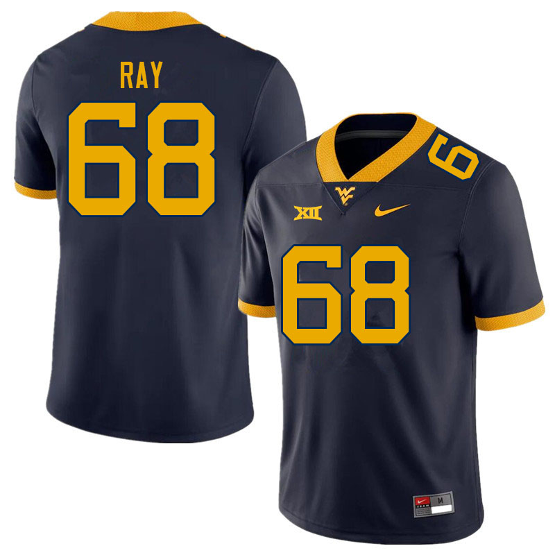 Men #68 Dylan Ray West Virginia Mountaineers College Football Jerseys Sale-Navy